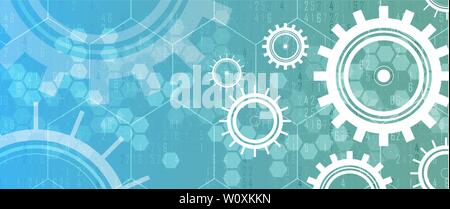 machine technology gears. retro gearwheel mechanism abstract bacground Stock Vector