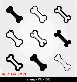 Bone flat icon. Single high quality symbol for web design pictogram of bone Stock Vector