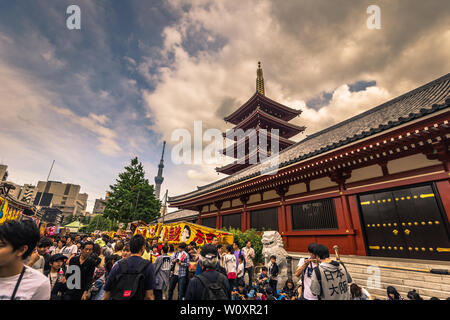 Tokyo - May 18, 2019: Sanja Matsuri Festival crowd at the Sensoji temple in Asakusa, Tokyo, Japan Stock Photo