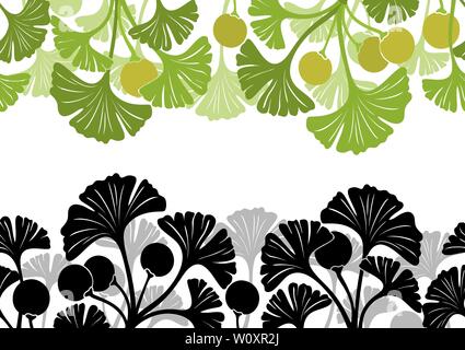 Leaves of Ginkgo Biloba, Seamless Stock Vector