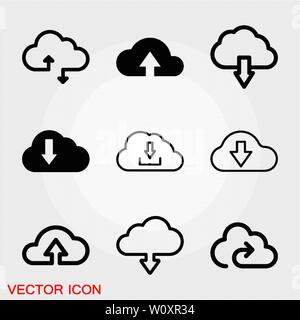 Cloud icon, outline and solid vector illustration, linear pictogram isolated on gray Stock Vector