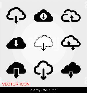 Cloud icon, outline and solid vector illustration, linear pictogram isolated on gray Stock Vector