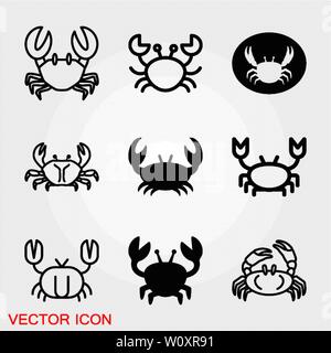 Crab vector icon. crab sign on background. crab icon for web and app Stock Vector