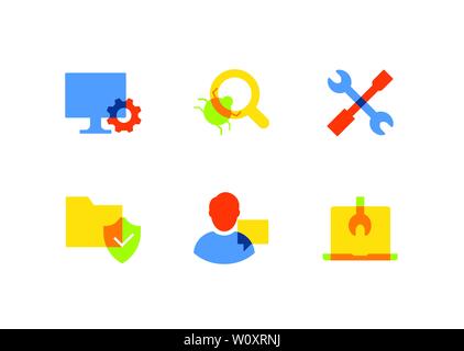 Data protection - flat design style icons set Stock Vector