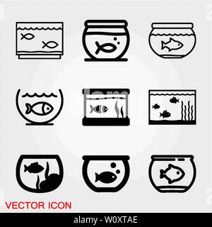 Vector aquarium fish silhouette illustration, icon for your design. Stock Vector