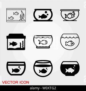 Vector aquarium fish silhouette illustration, icon for your design. Stock Vector