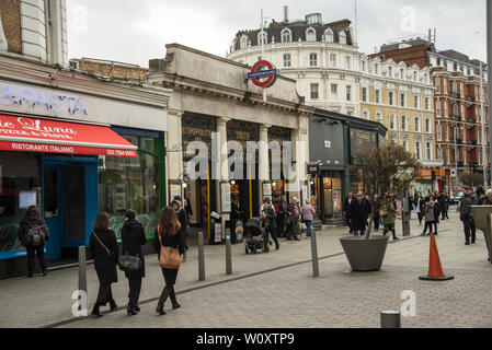 Entrance to the South Kensington underground station on Thurloe St, London, England Stock Photo