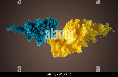 Acrylic colors and ink in water background Stock Photo