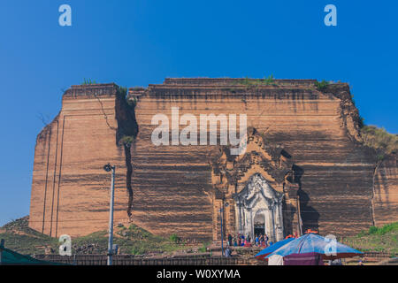 MINGUN Myanmar January 20 2019 : Unidentified tourists come to visit MINGUN Myanmar January 20 2019 : Unidentified tourists come to visit