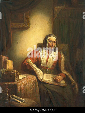 Old Woman Reading (1834). Haanen, George Gillis Stock Photo