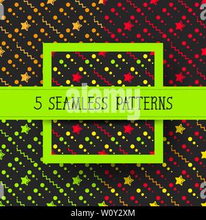 Star Set Seamless Pattern, Hand Drawn Sketched Doodle Stars, Vector Illustration Ready For Your Design, Greeting Card, Banner Stock Vector