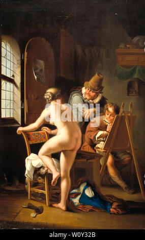 The Painter and his Model (1690). Houbraken, Arnold Stock Photo