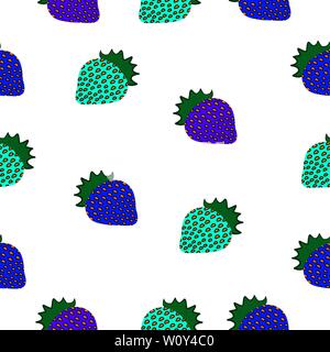 Seamless illustration of strawberries of different colors isolated by white background. Stock Vector