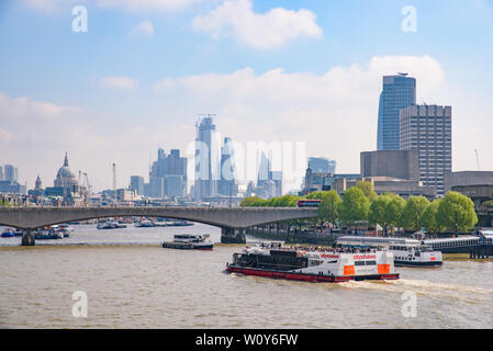 Boats on the River Thames in London, United Kingdom
