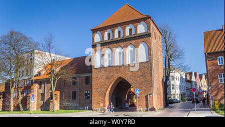 Panorama of historic Kniepertor city gate in Stralsund, Germany Stock Photo