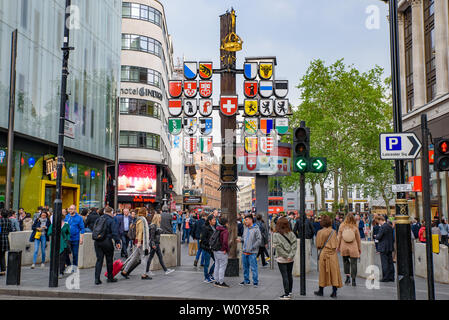 Swiss Cantonal Tree in Leicester Square, London, United Kingdom Stock Photo