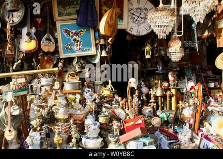 bric a brac antique stall in the central market area of athens greece Stock Photo