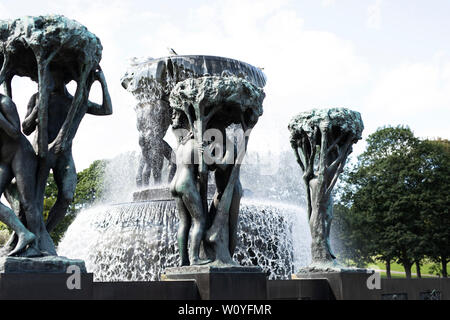 The fountain in the Vigeland installation in Frogner Park, Oslo, Norway. Stock Photo