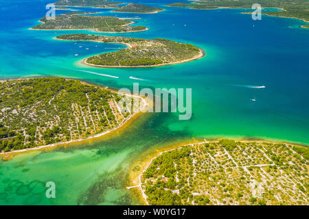 Beautiful blue sea on Croatian Adriatic, Murter islands archipelago, yachting paradise Stock Photo