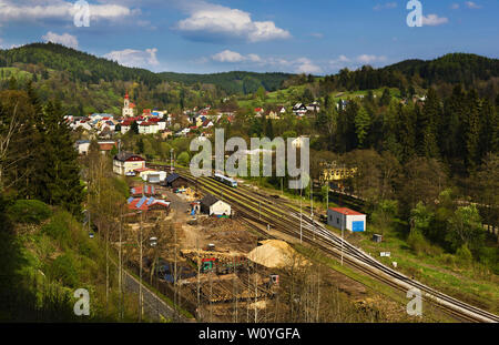 Train station in the West Bohemian city of Becov nad Teplou Stock Photo