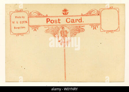 Reverse of early 1900's postcard, Bangalore, India, not postally used,  circa 1910 Stock Photo