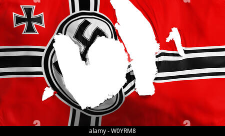 Ragged Germany Nazi flag, white background, 3d rendering Stock Photo