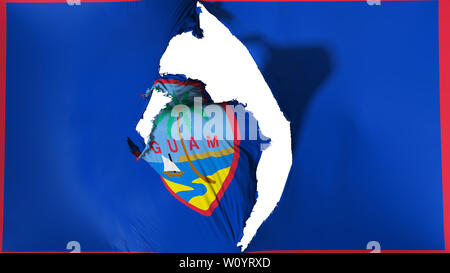 Damaged Guam state flag, white background, 3d rendering Stock Photo