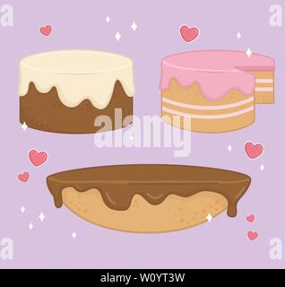 set of sweet cakes bakery icons vector illustration design Stock Vector