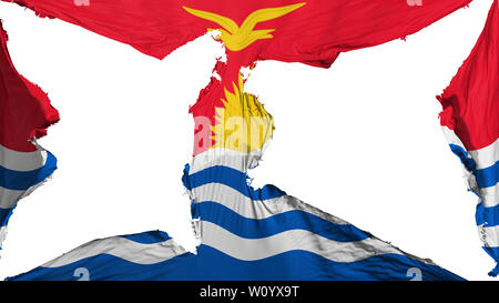 Destroyed Kiribati flag, white background, 3d rendering Stock Photo