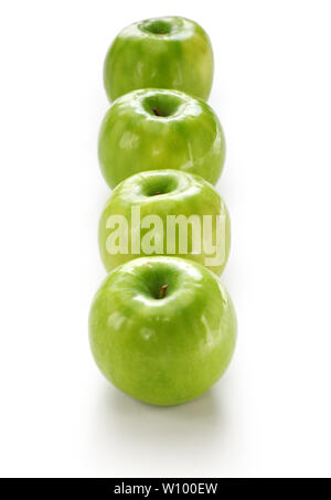 four green apples isolated on white background Stock Photo