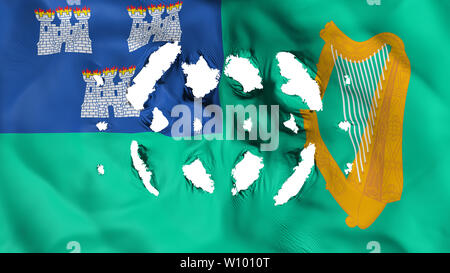 Dublin, capital of Ireland flag with a small holes, white background, 3d rendering Stock Photo