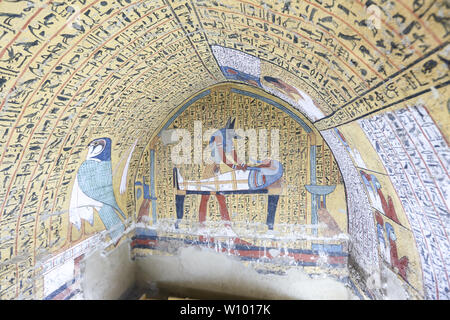 Scene from a Tomb in Deir el-Medina Village, Luxor City, Egypt Stock Photo