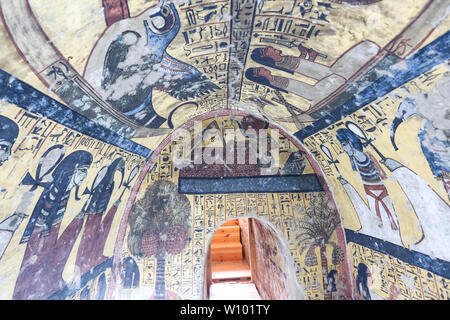 Scene from a Tomb in Deir el-Medina Village, Luxor City, Egypt Stock Photo