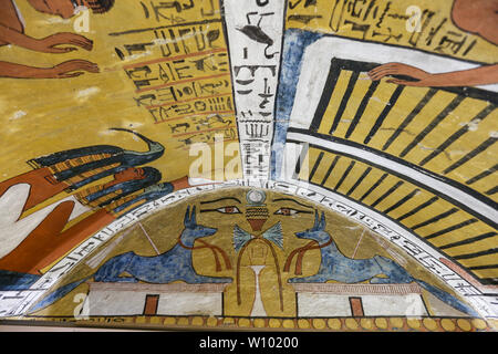 Scene from a Tomb in Deir el-Medina Village, Luxor City, Egypt Stock Photo