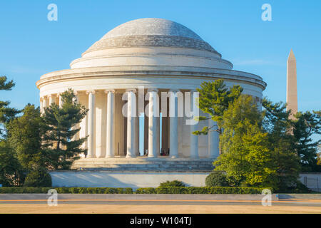 Washington, DC, USA – April 1, 2019:  Jefferson memorial with Washington Monument in background Stock Photo