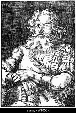 Engraving of Bernard the Dane (c.880 - c. 960), a Viking jarl (earl) of Danish origins. He put himself in the service of another jarl, Rollo, to conquer and colonize what would become Normandy. From an early edition of The Little Duke. Stock Photo