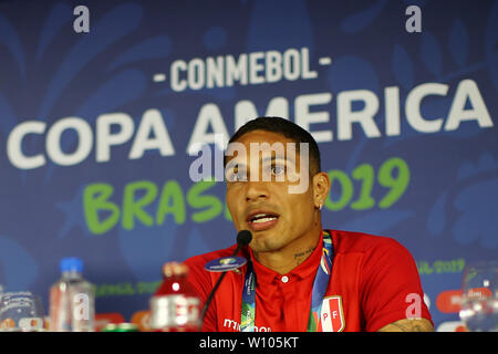 Salvador, Brazil. 28th June, 2019. Peru national team Press conference at the Arena Fonte Nova Stadium, Salvador, Brazil; Paolo Guerrero of Peru Credit: Action Plus Sports/Alamy Live News Stock Photo