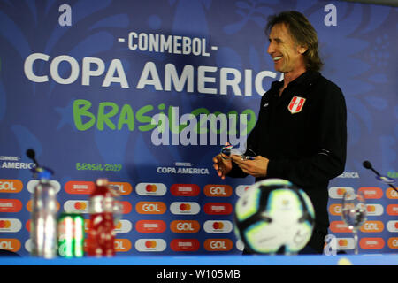 Salvador, Brazil. 28th June, 2019. Peru national team Press conference at the Arena Fonte Nova Stadium, Salvador, Brazil; Head coach Ricardo Gareca of Peru Credit: Action Plus Sports/Alamy Live News Stock Photo