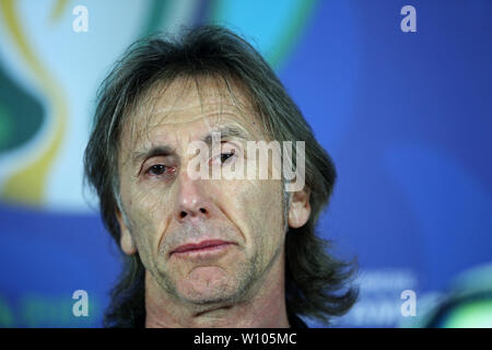 Salvador, Brazil. 28th June, 2019. Peru national team Press conference at the Arena Fonte Nova Stadium, Salvador, Brazil; Head coach Ricardo Gareca of Peru Credit: Action Plus Sports/Alamy Live News Stock Photo