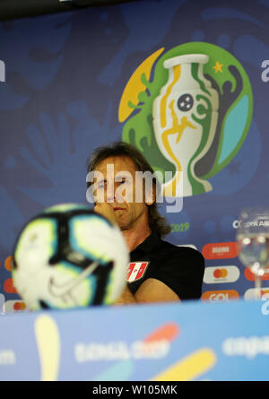 Salvador, Brazil. 28th June, 2019. Peru national team Press conference at the Arena Fonte Nova Stadium, Salvador, Brazil; Head coach Ricardo Gareca of Peru Credit: Action Plus Sports/Alamy Live News Stock Photo