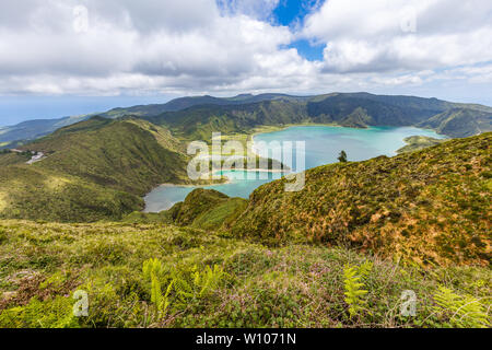 Crater Lake Lagoa do Fogo, Sao Miguel Island, Azores Archipelago, Portugal Stock Photo