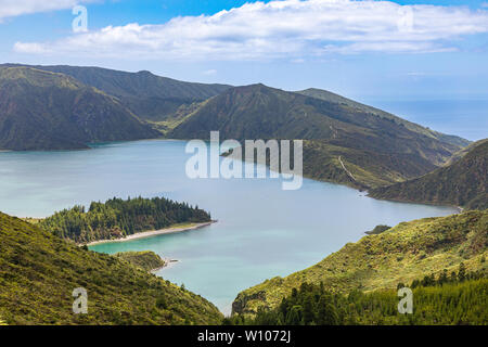 Crater Lake Lagoa do Fogo, Sao Miguel Island, Azores Archipelago, Portugal Stock Photo