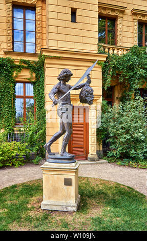 David with the head of Goliath as a sculpture at Castle Schwerin. Stock Photo