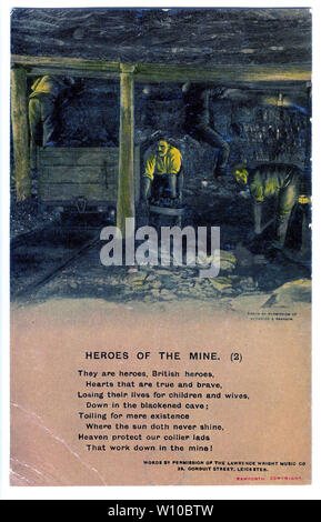 A postcard featuring a verse of the poem Heroes of the Mine, one of four cards in the series, probably issued in remembrance of the the West Stanley colliery explosion which killed 168 men in 1909. Stock Photo