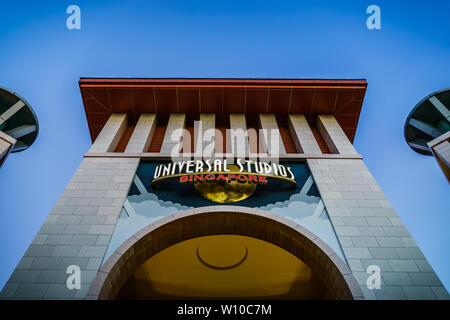 Singapore - Jun 10, 2019: Universal Studios Singapore is a theme park located within Resorts World Sentosa on Sentosa Island, Singapore. Stock Photo