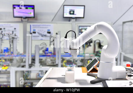 Modern robotic machine vision system in factory, Industry Robot concept . Stock Photo