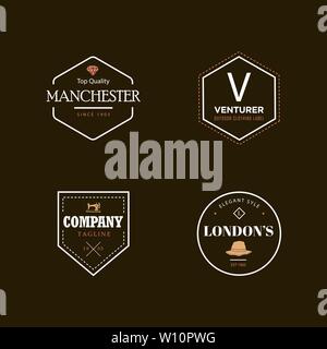 Sets of vintage badge logo template with simple and minimalistic style Stock Vector