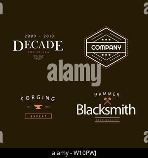 Sets of vintage badge logo template with simple and minimalistic style Stock Vector