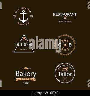 Sets of vintage badge logo template with simple and minimalistic style Stock Vector