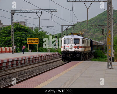 25 Jun 2019 Electric Loco of Deccan express at Neral Junction Station  Maharashtra INDIA Stock Photo
